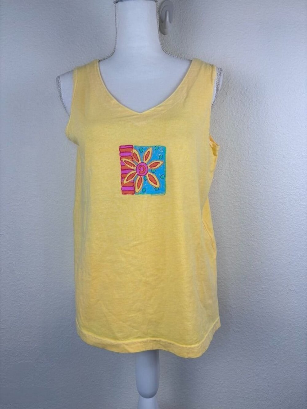 Vintage Fresh Produce small butter yellow flower graphic tank top NWT dead stock